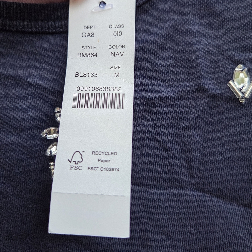 J. Crew Crystal-embellished crewneck T-shirt Size Medium - Picture 4 of 8